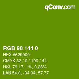 Color code: RGB 98 144 0 | qconv.com