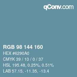 Color code: RGB 98 144 160 | qconv.com