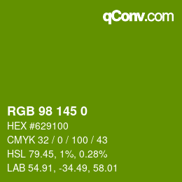 颜色代码: RGB 98 145 0 | qconv.com