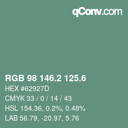 カラーコード: RGB 98 146.2 125.6 | qconv.com
