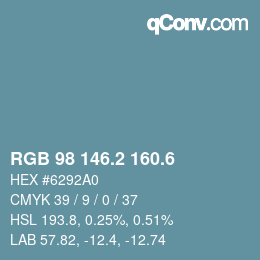 カラーコード: RGB 98 146.2 160.6 | qconv.com