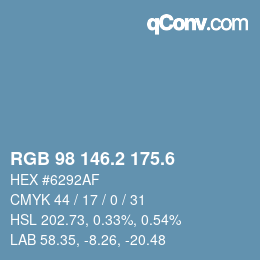 カラーコード: RGB 98 146.2 175.6 | qconv.com