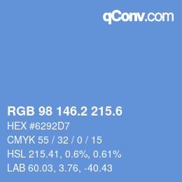 カラーコード: RGB 98 146.2 215.6 | qconv.com