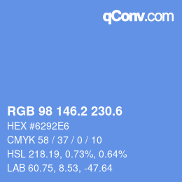 カラーコード: RGB 98 146.2 230.6 | qconv.com