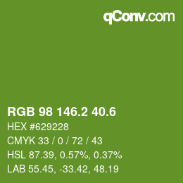 カラーコード: RGB 98 146.2 40.6 | qconv.com