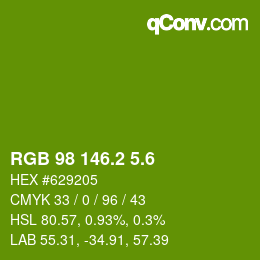 カラーコード: RGB 98 146.2 5.6 | qconv.com