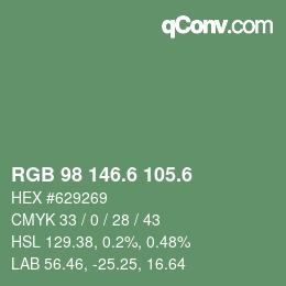 カラーコード: RGB 98 146.6 105.6 | qconv.com