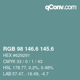 カラーコード: RGB 98 146.6 145.6 | qconv.com