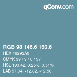 カラーコード: RGB 98 146.6 160.6 | qconv.com