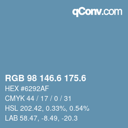 カラーコード: RGB 98 146.6 175.6 | qconv.com