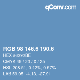 カラーコード: RGB 98 146.6 190.6 | qconv.com