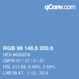 カラーコード: RGB 98 146.6 200.6 | qconv.com