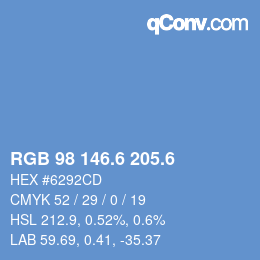 カラーコード: RGB 98 146.6 205.6 | qconv.com