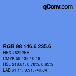 カラーコード: RGB 98 146.6 235.6 | qconv.com
