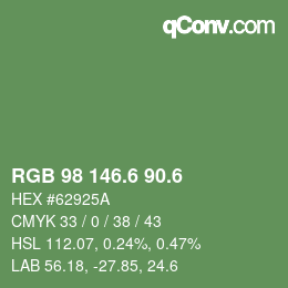 カラーコード: RGB 98 146.6 90.6 | qconv.com
