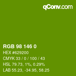 Color code: RGB 98 146 0 | qconv.com