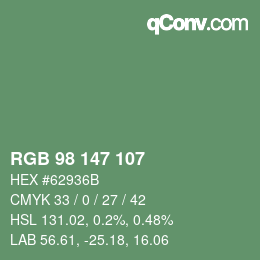 颜色代码: RGB 98 147 107 | qconv.com