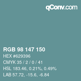 Color code: RGB 98 147 150 | qconv.com