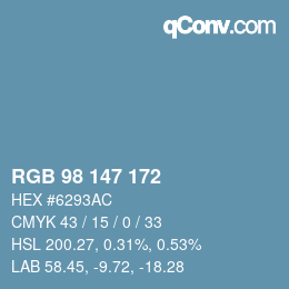 Color code: RGB 98 147 172 | qconv.com