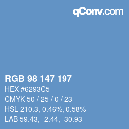 Color code: RGB 98 147 197 | qconv.com