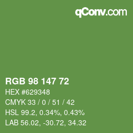 Color code: RGB 98 147 72 | qconv.com