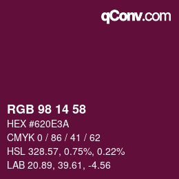 Color code: RGB 98 14 58 | qconv.com