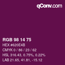 Color code: RGB 98 14 75 | qconv.com
