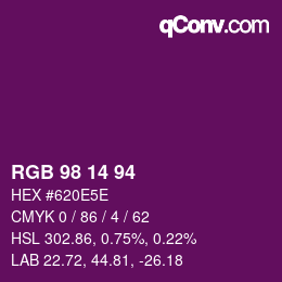 Farbcode: RGB 98 14 94 | qconv.com