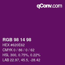 Color code: RGB 98 14 98 | qconv.com