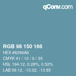 Color code: RGB 98 150 166 | qconv.com