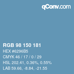 Color code: RGB 98 150 181 | qconv.com