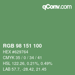カラーコード: RGB 98 151 100 | qconv.com