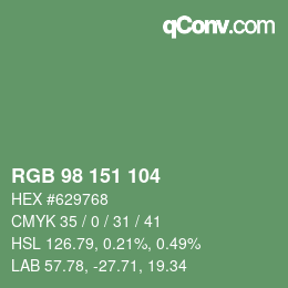 Color code: RGB 98 151 104 | qconv.com