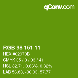 カラーコード: RGB 98 151 11 | qconv.com