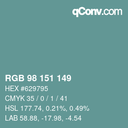 Color code: RGB 98 151 149 | qconv.com