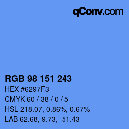 カラーコード: RGB 98 151 243 | qconv.com