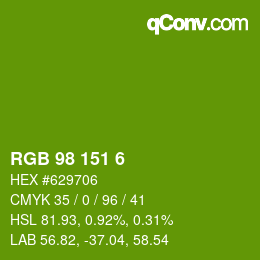 Color code: RGB 98 151 6 | qconv.com