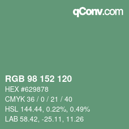颜色代码: RGB 98 152 120 | qconv.com