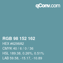 カラーコード: RGB 98 152 162 | qconv.com