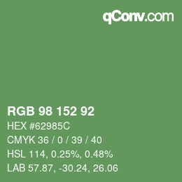カラーコード: RGB 98 152 92 | qconv.com