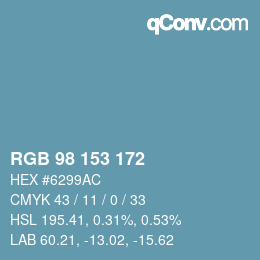 Color code: RGB 98 153 172 | qconv.com