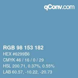 Color code: RGB 98 153 182 | qconv.com