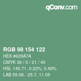 Code couleur: RGB 98 154 122 | qconv.com