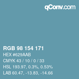 Color code: RGB 98 154 171 | qconv.com