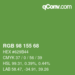 カラーコード: RGB 98 155 68 | qconv.com