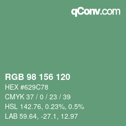 Color code: RGB 98 156 120 | qconv.com