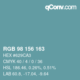カラーコード: RGB 98 156 163 | qconv.com