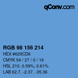 颜色代码: RGB 98 156 214 | qconv.com