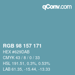 カラーコード: RGB 98 157 171 | qconv.com