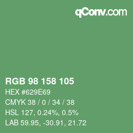 カラーコード: RGB 98 158 105 | qconv.com